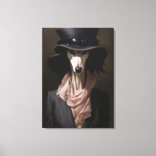 Impressão Em Tela Lady Saluki Top Hat