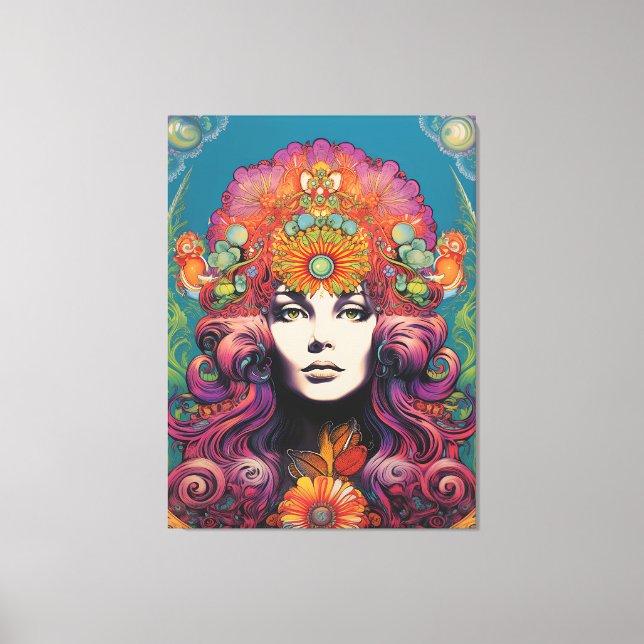 Impressão Em Tela Lady Vintage de 1970 (Frente)