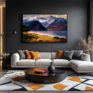 Impressão Em Tela Lago Alpino ao Pôr do Sol