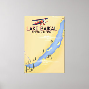 Impressão Em Tela Lago Baikal Sibéria Cartaz de viagem russo Mapa