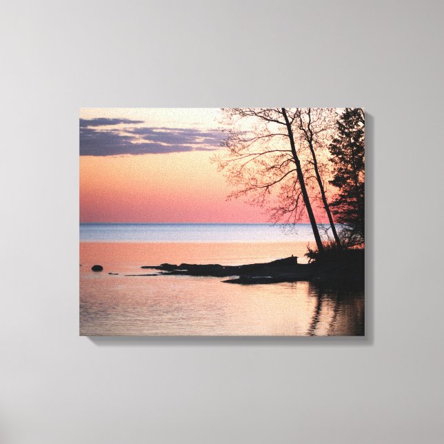 Impressão Em Tela Lago Horizon com árvores no lago em Dawn 16x20 (Frente)