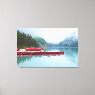 Impressão Em Tela Lago Louise Canoes no Misty Day