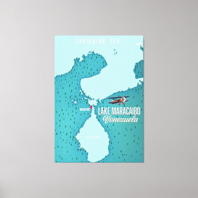 Impressão Em Tela Lago Maracaibo, Venezuela mapeia a navegação. (Frente)