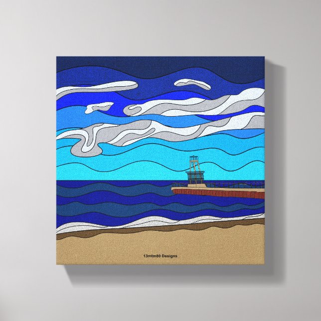 Impressão Em Tela Lago Michigan - Impressão de tela (8"x8") (Frente)