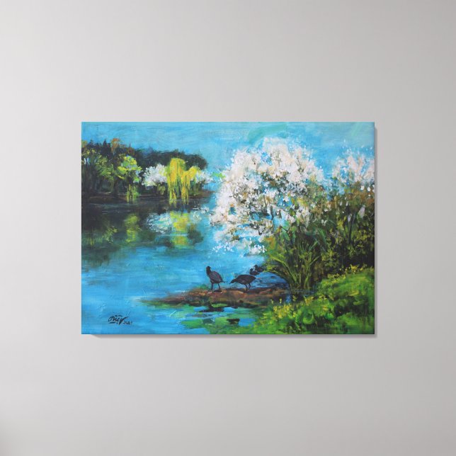 Impressão Em Tela lago primavera (Frente)
