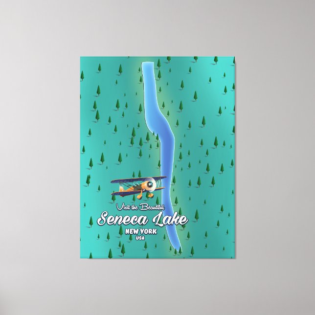Impressão Em Tela Lago Seneca, mapa do lago de NYC (Frente)