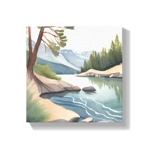 Lago Sul Tahoe | Paisagem de Aquarela