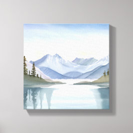 Impressão Em Tela Lago Tahoe | Paisagem Montanhosa em Aquarela