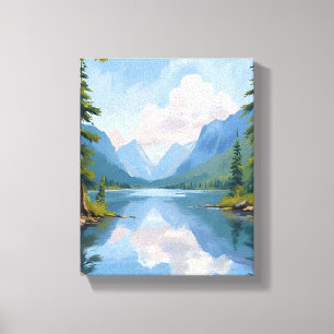 Impressão Em Tela Lago Tahoe   Pintura a Óleo Paisagem
