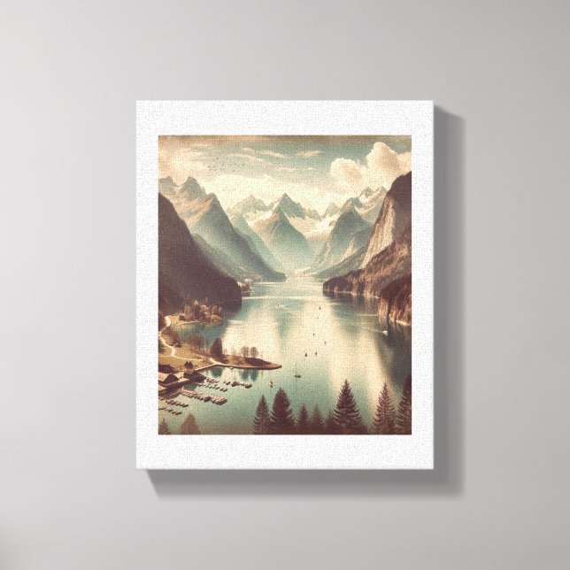 Impressão Em Tela Lago Tranquil Alpino - Terra Montanha do Estilo Vi (Frente)