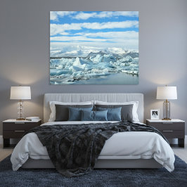 Impressão Em Tela Lagoa de Iceberg da Islândia e Montanhas Nevadas Á