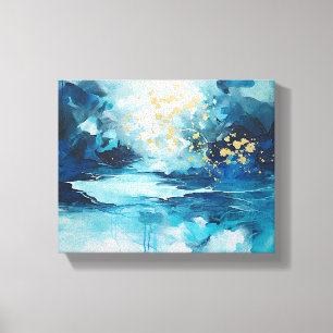 Impressão Em Tela Lágrimas de Azul Celeste Abstrato