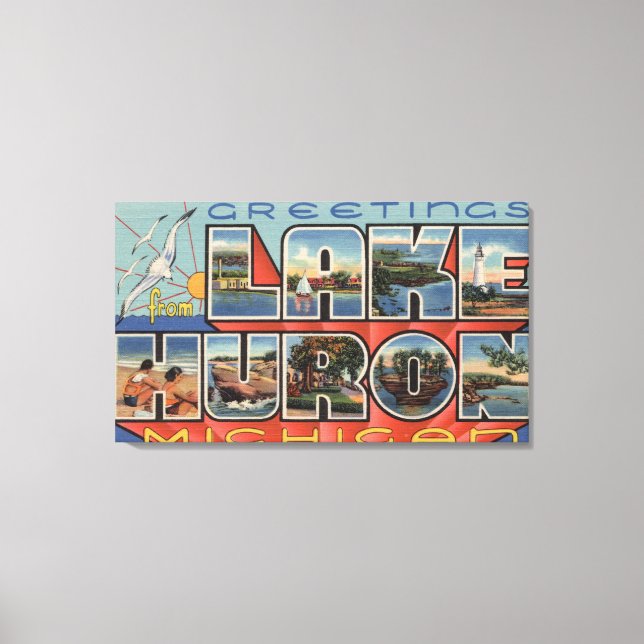 Impressão Em Tela Lake Huron, Michigan - Grandes Cenas de Letra (Frente)