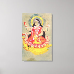 Impressão Em Tela Laksmi que senta-se em um trono dos lótus sae,