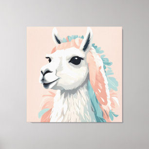 Impressão Em Tela Lama bonito com pele colorida na cabeça