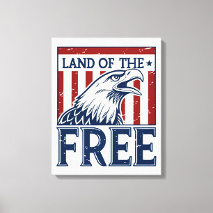 Impressão Em Tela Land of the Free - Vintage USA Eagle Graphic