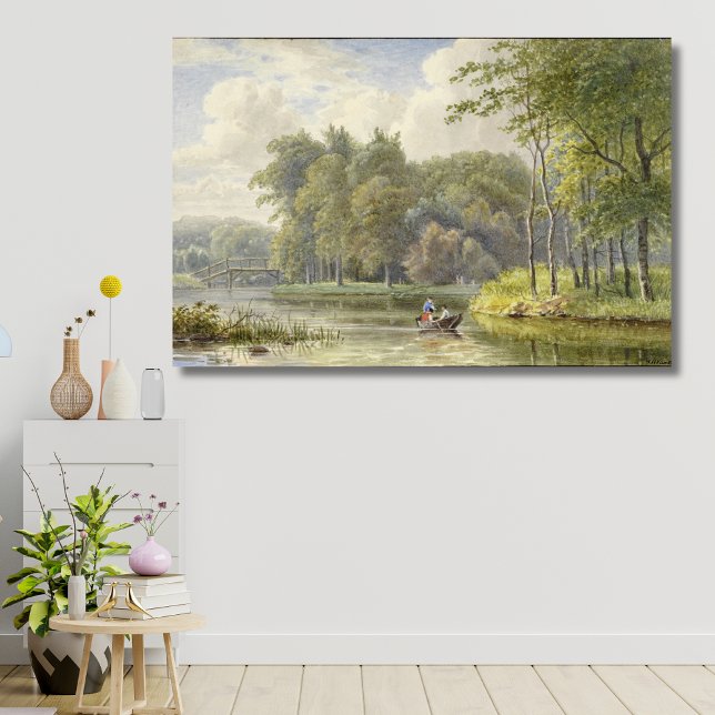 Impressão Em Tela Landschap encontrou Figuren em een Roeibootje Vint (Criador carregado)