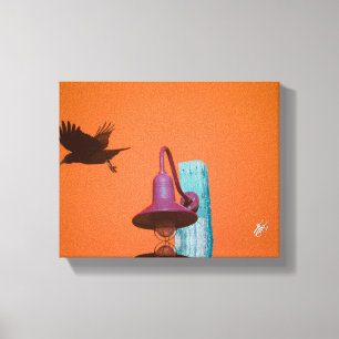 Impressão Em Tela Langley Crow Light Post Orange Aqua Art