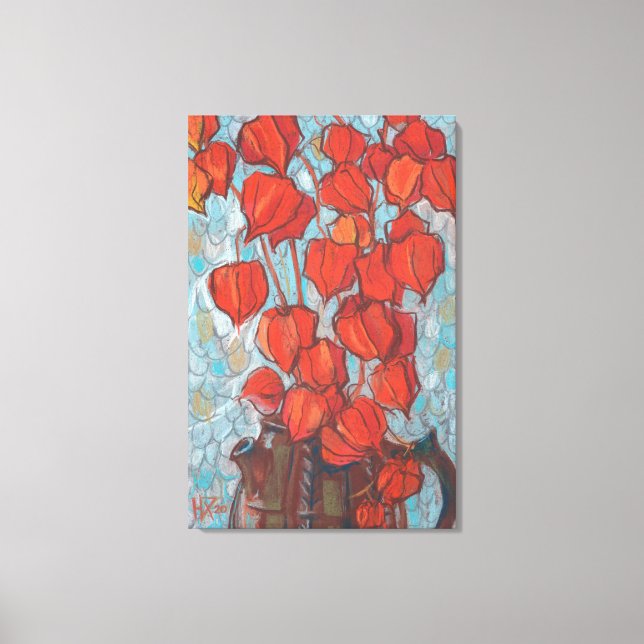 Impressão Em Tela Lanternas Chinesas, Pintura Floral de Physalis Aut (Frente)