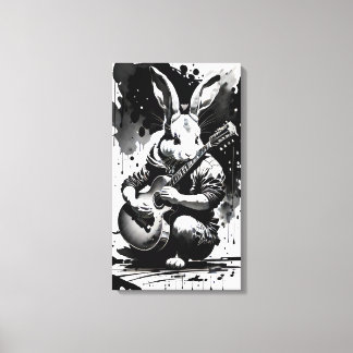 Impressão Em Tela lapin guitare