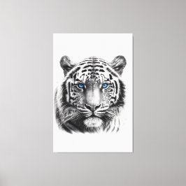 Impressão Em Tela Lápis Tiger Desenho com olhos azuis