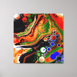 Impressão Em Tela Laranja, Azul, Arte Negra Digital Fluida