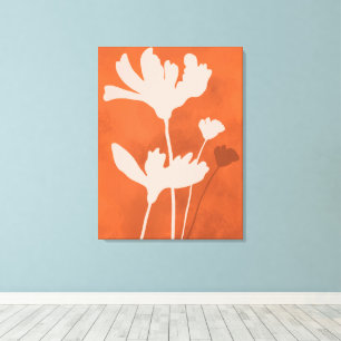 Impressão Em Tela Laranja Moderna Artista Floral Natureza Doméstica