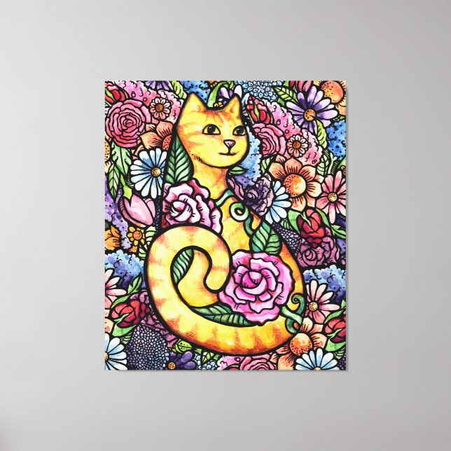 Impressão Em Tela Laranja Tabby Cat Garden (Frente)