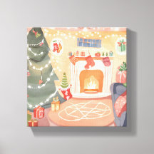 Lareira de Natal em Aquarela