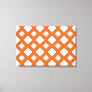 Impressão Em Tela Latice Laranja em Branco