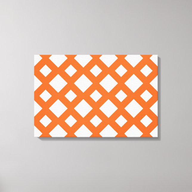 Impressão Em Tela Latice Laranja em Branco (Frente)
