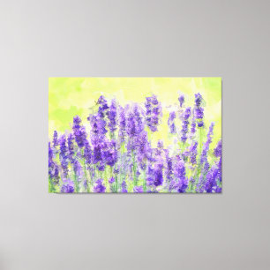 Impressão Em Tela Lavanda Amarelo Aquarela Arte Floral