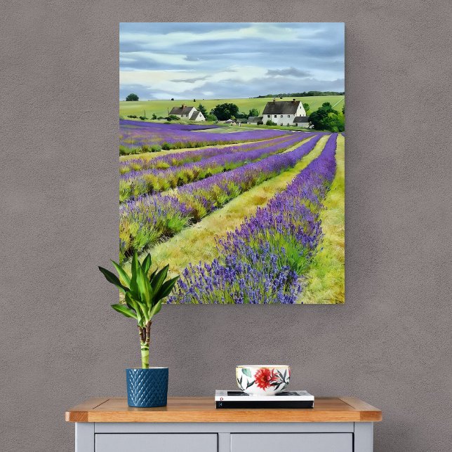 Impressão Em Tela Lavanda Campo e arte natural (Stunning Lavender Field in full bloom. It's summer on the wall!)