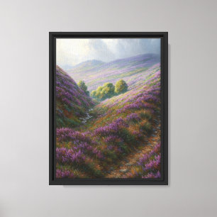 Impressão Em Tela Lavanda Hillside Path sob Moody Sky