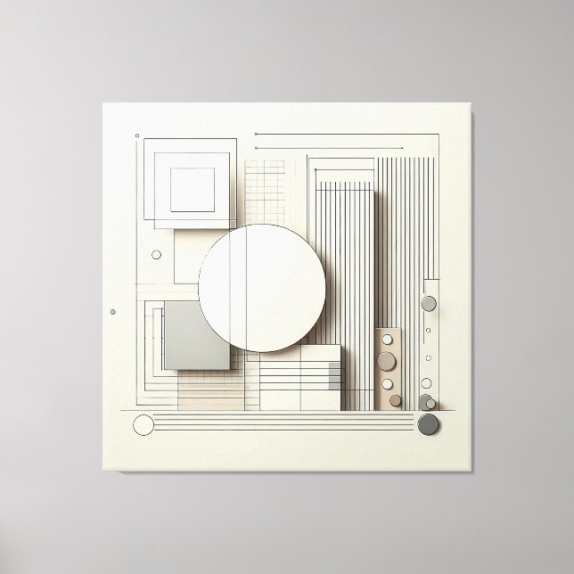 Impressão Em Tela Layered Neutral Circle Grid (Frente)