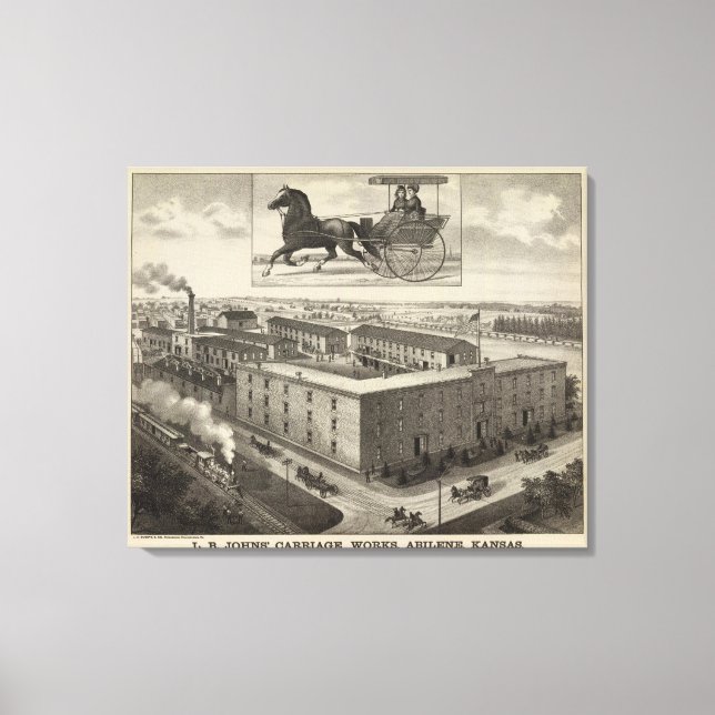 Impressão Em Tela LB Johns's Carruagem Works, Abilene, Kansas (Frente)