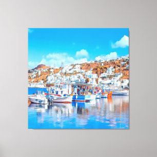 Impressão Em Tela ldp MYKONOS - navios de pesca - porto - panorama