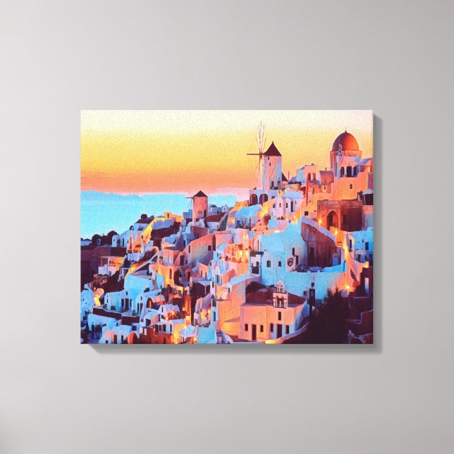 Impressão Em Tela ldp SANTORINI - panorama - à noite - (Frente)
