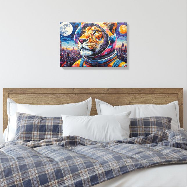 IMPRESSÃO EM TELA LEÃO ASTRONAUTA-VOLTANDO PARA CASA 7 (Insitu(Quarto))