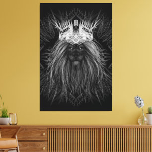 Impressão Em Tela Leão com Monograma Coroa