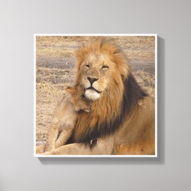 Impressão Em Tela Leão e cubo (Frente)