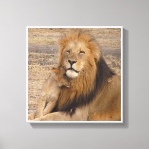 Impressão Em Tela Leão e filhote