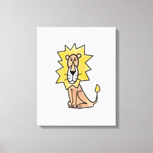 Impressão Em Tela leão fofo desenho infantil retrô safári animal da