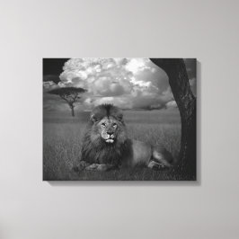 Impressão Em Tela Leão na grama