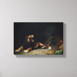 Impressão Em Tela Leão que agarra em uma borboleta