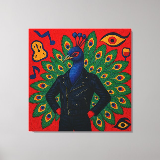 Impressão Em Tela Leather-Jacket Peacockman (Frente)