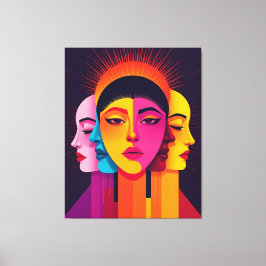 Impressão Em Tela Lebendige abstrakte geometrische Köpfe