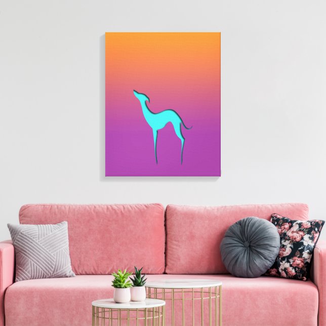 Impressão Em Tela Lebre italiano Whippet silhueta azul Ombre (Insitu(Sala de estar))