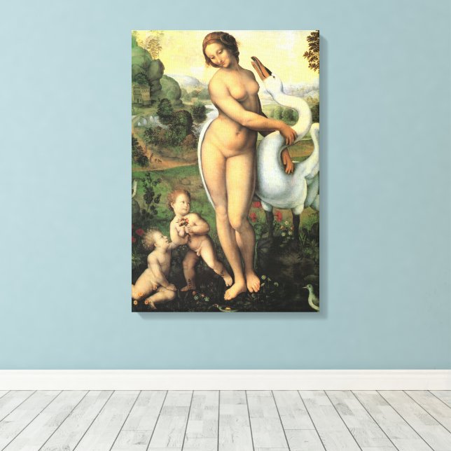 Impressão Em Tela Leda e o Cisne de Leonardo da Vinci (Insitu(piso de madeira))