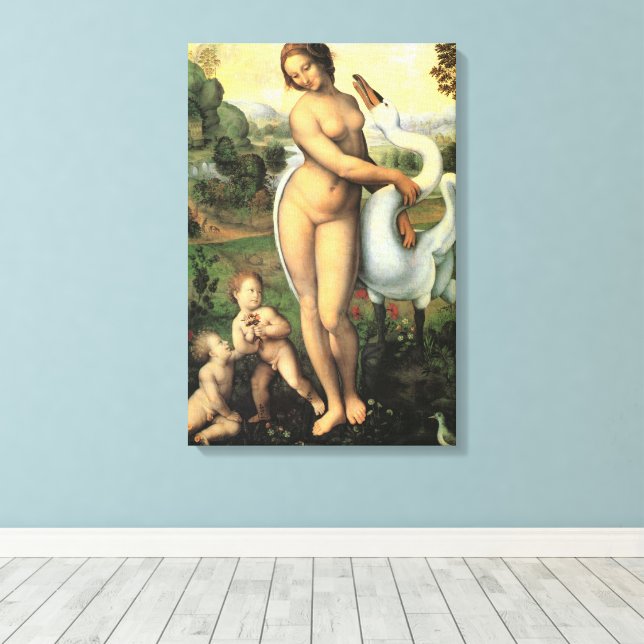 Impressão Em Tela Leda e o Cisne de Leonardo da Vinci (Insitu(piso de madeira))